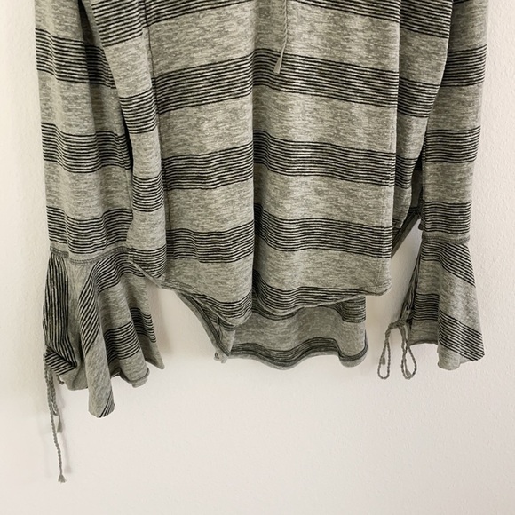 Free People Boho Green Striped Flare Long Sleeve Top - Picture 4 of 12